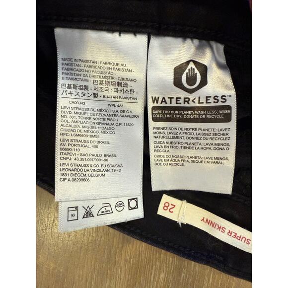 LEVI's 710 Black Super Skinny Denim Jeans Women size 28 - Picture 6 of 8